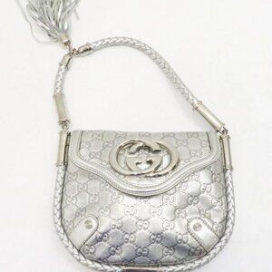 Gucci Small Signature Britt Tassel Shoulder Bag - Silver
